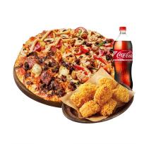 [도미노피자] 도미노피자 베스트콰트로 (L) + 콘 크런치 치킨 + 콜라 1.25L